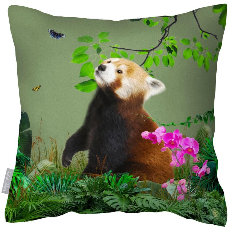 Outdoor Garden Waterproof Cushion - Rare Red Panda  Izabela Peters Sage 40 x 40 cm 