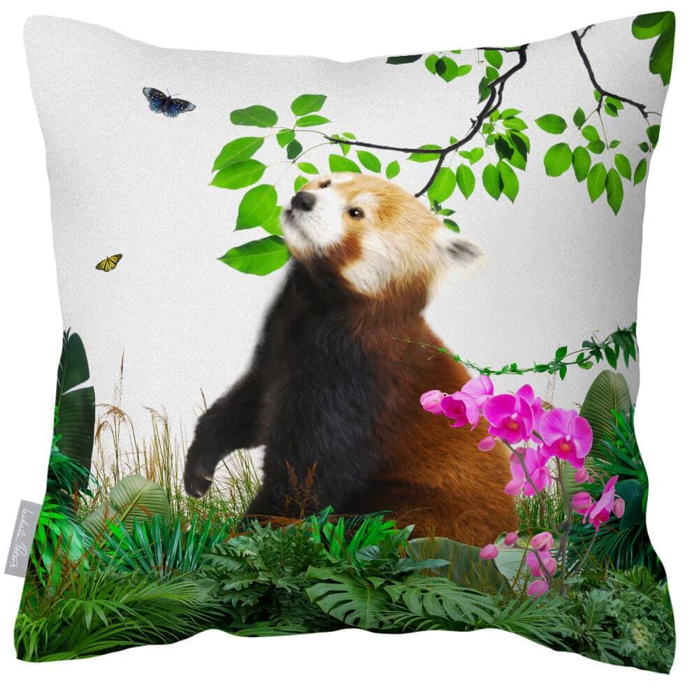 Outdoor Garden Waterproof Cushion - Rare Red Panda - White 50 x 50 cm by Izabela Peters