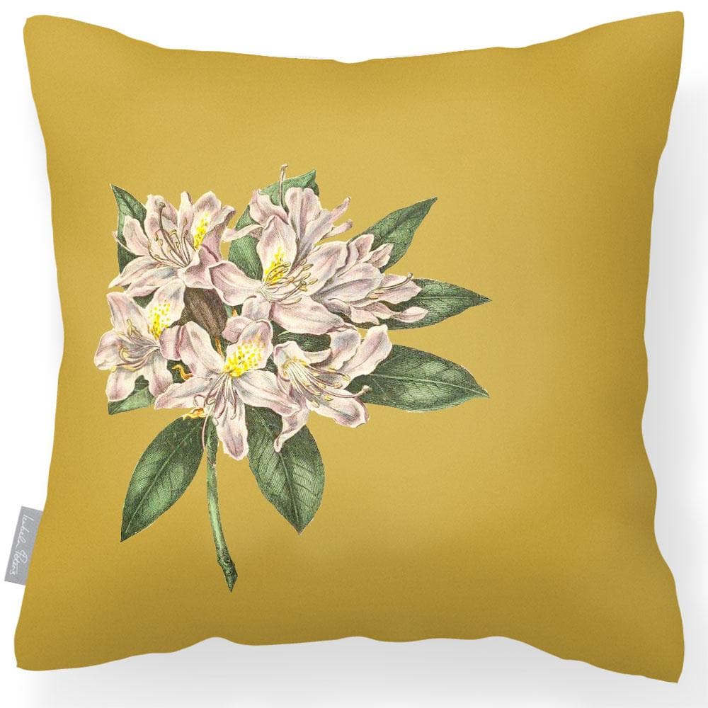 Outdoor Garden Waterproof Cushion - Rhododendron - Mustard 50 x 50 cm by Izabela Peters