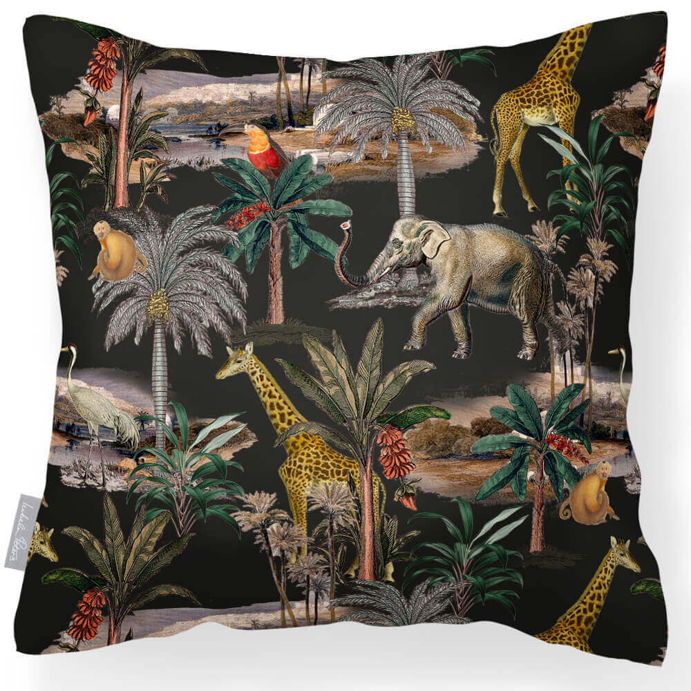 Safari Voyage | Outdoor Garden Waterproof Cushion - Charcoal 45 x 45 cm by Izabela Peters