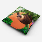 Outdoor Garden Waterproof Cushion - The Relaxing Sloth - Burnt Orange 50 x 50 cm by Izabela Peters