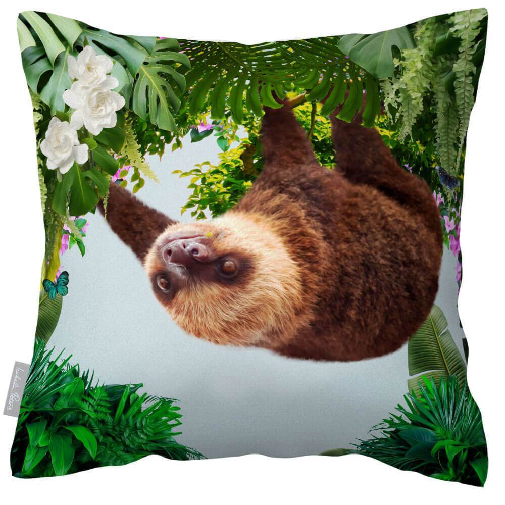 Outdoor Garden Waterproof Cushion - The Relaxing Sloth - Duck Egg 50 x 50 cm by Izabela Peters
