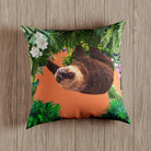 Outdoor Garden Waterproof Cushion - The Relaxing Sloth - Burnt Orange 50 x 50 cm by Izabela Peters
