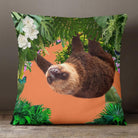 Outdoor Garden Waterproof Cushion - The Relaxing Sloth - Burnt Orange 50 x 50 cm by Izabela Peters