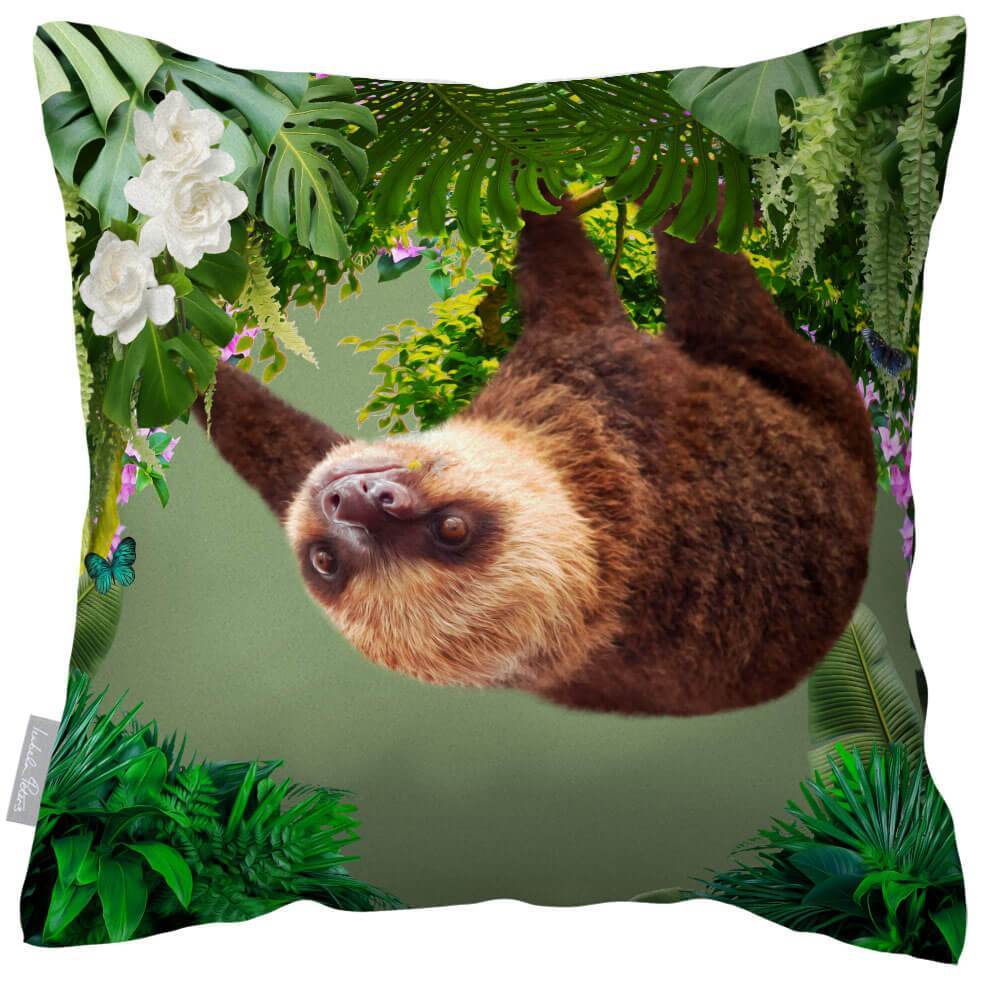 Outdoor Garden Waterproof Cushion - The Relaxing Sloth  Izabela Peters Sage 40 x 40 cm 