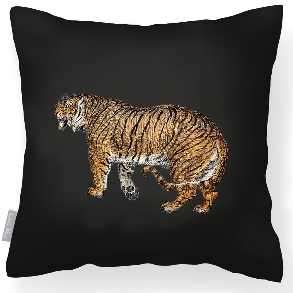 Outdoor Garden Waterproof Cushion - Tiger  Izabela Peters Charcoal 40 x 40 cm 