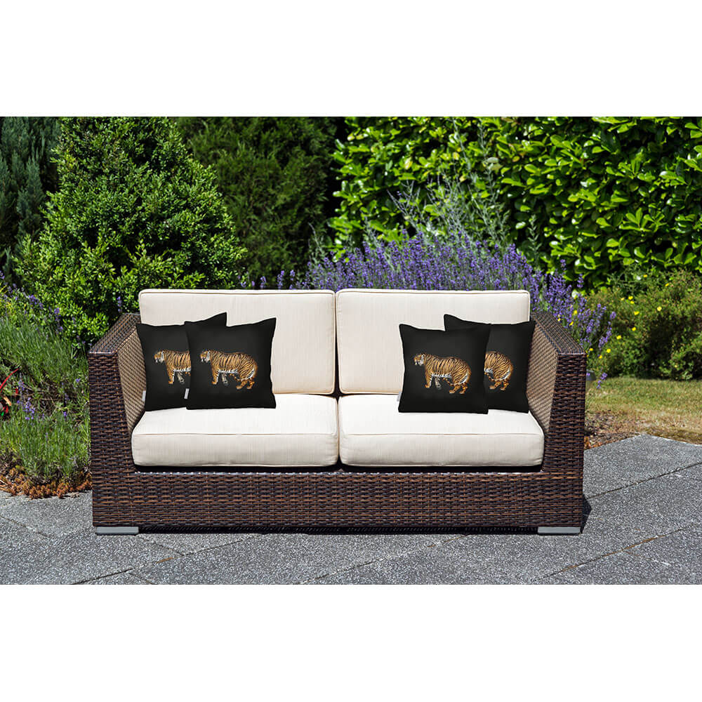 Outdoor Garden Waterproof Cushion - Tiger - Charcoal 45 x 45 cm by Izabela Peters