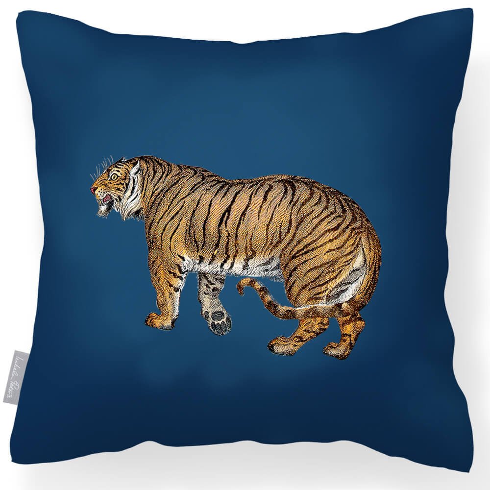 Outdoor Garden Waterproof Cushion - Tiger - Estate Blue 45 x 45 cm by Izabela Peters