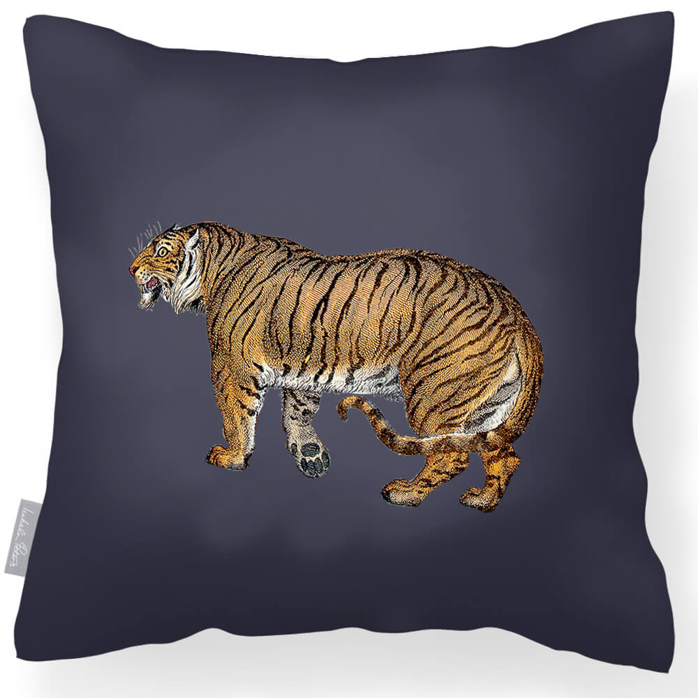 Outdoor Garden Waterproof Cushion - Tiger - Graphite 50 x 50 cm by Izabela Peters