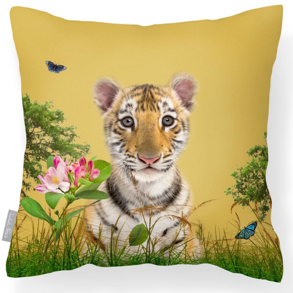 Outdoor Garden Waterproof Cushion - Tiger Prince - Mustard 50 x 50 cm by Izabela Peters