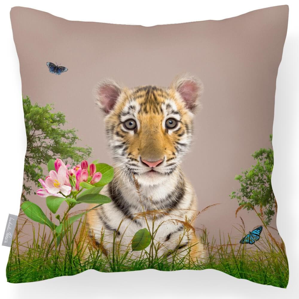 Outdoor Garden Waterproof Cushion - Tiger Prince - Taupe 50 x 50 cm by Izabela Peters