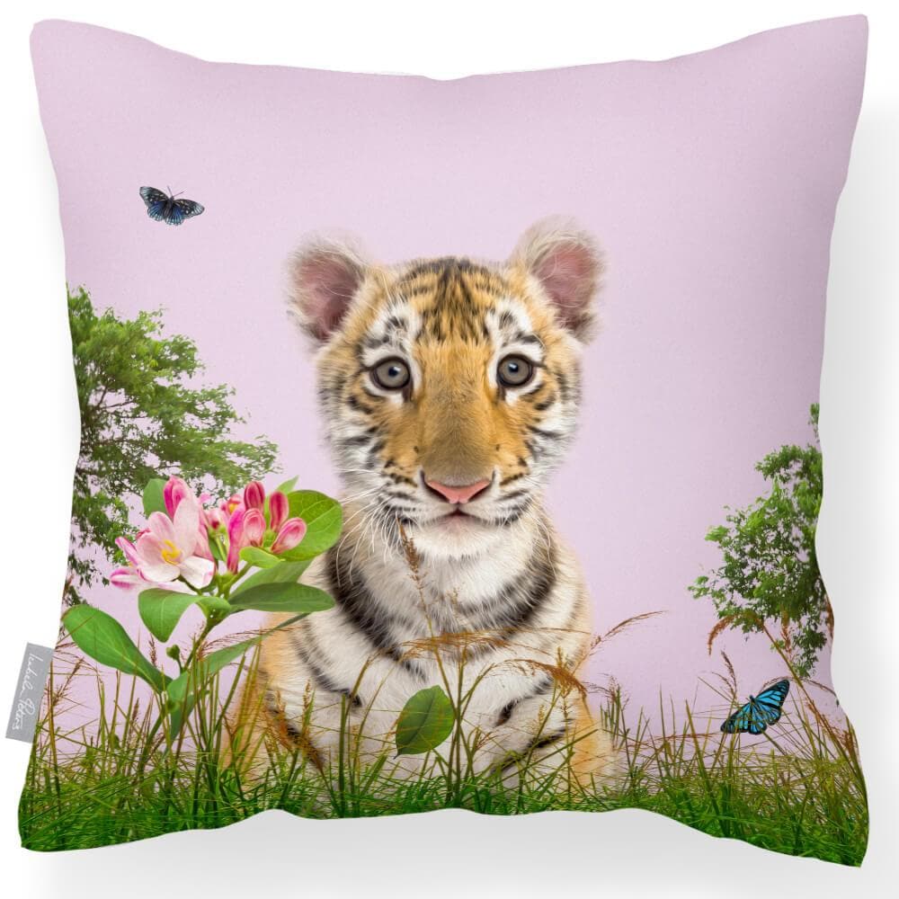Outdoor Garden Waterproof Cushion - Tiger Prince - Blush Pink 50 x 50 cm by Izabela Peters