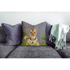 Outdoor Garden Waterproof Cushion - Tiger Prince - Grey 50 x 50 cm by Izabela Peters