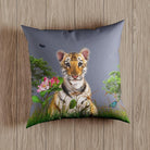 Outdoor Garden Waterproof Cushion - Tiger Prince - Grey 50 x 50 cm by Izabela Peters