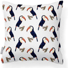 Outdoor Garden Waterproof Cushion - Toucans - White 50 x 50 cm by Izabela Peters
