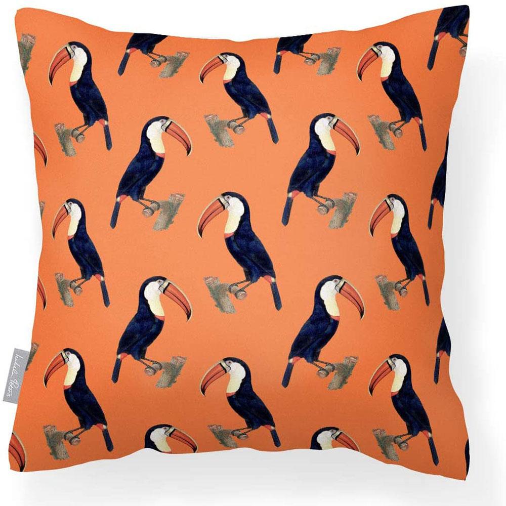 Outdoor Garden Waterproof Cushion - Toucans - Burnt Orange 50 x 50 cm by Izabela Peters