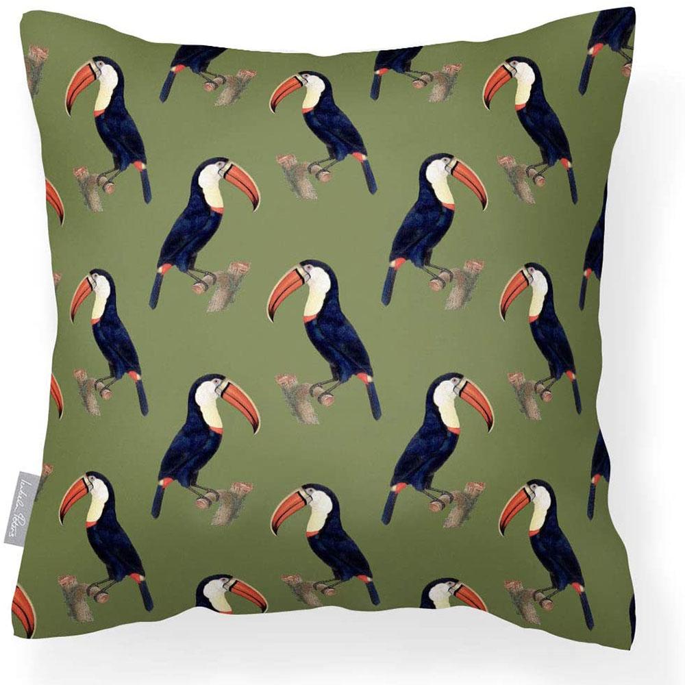 Outdoor Garden Waterproof Cushion - Toucans - Sage 50 x 50 cm by Izabela Peters