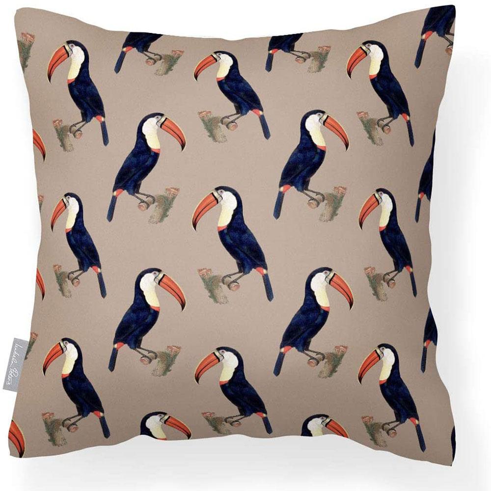 Outdoor Garden Waterproof Cushion - Toucans  Izabela Peters Taupe 40 x 40 cm 