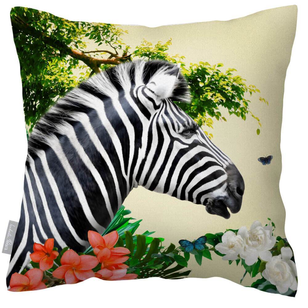 Outdoor Garden Waterproof Cushion - Zara's Zebra  Izabela Peters Cream 40 x 40 cm 