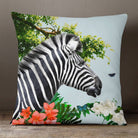Outdoor Garden Waterproof Cushion - Zara's Zebra - Duck Egg 50 x 50 cm by Izabela Peters