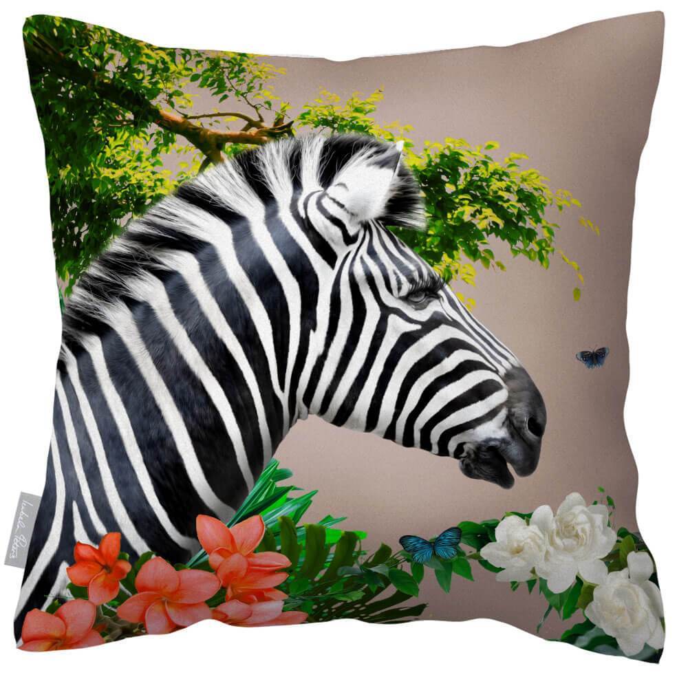 Outdoor Garden Waterproof Cushion - Zara's Zebra in Taupe 50 x 50 cm | Izabela Peters