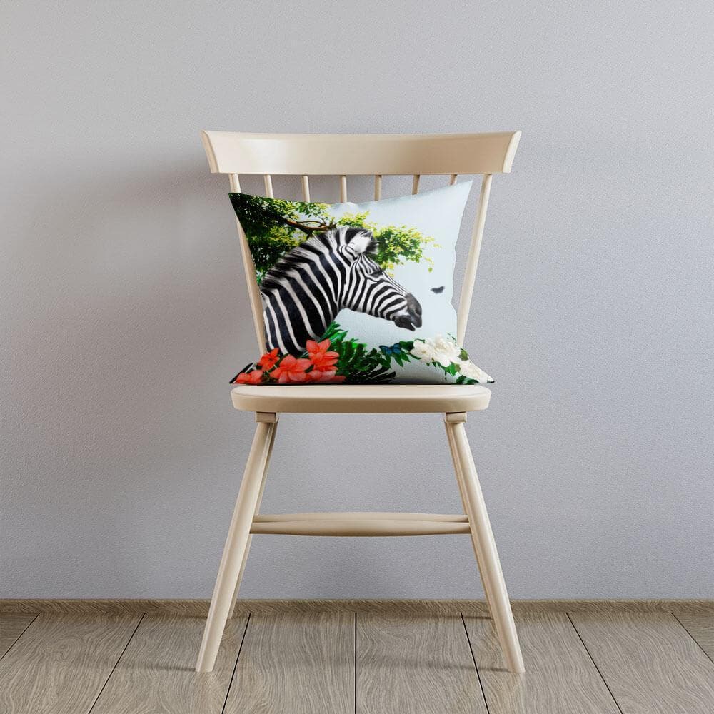 Outdoor Garden Waterproof Cushion - Zara's Zebra - Duck Egg 50 x 50 cm by Izabela Peters