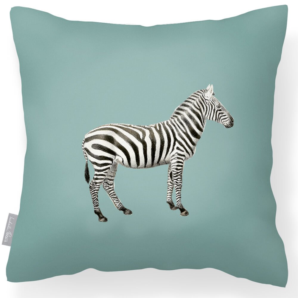 Outdoor Garden Waterproof Cushion - Zebra - Blue Surf 45 x 45 cm by Izabela Peters