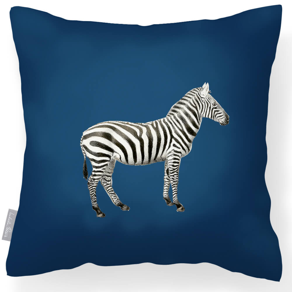 Outdoor Garden Waterproof Cushion - Zebra - Estate Blue 45 x 45 cm by Izabela Peters
