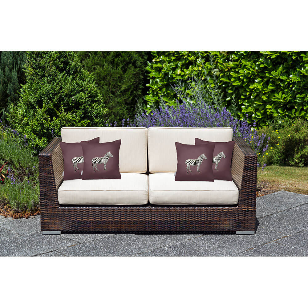 Outdoor Garden Waterproof Cushion - Zebra - Italian Grape 45 x 45 cm by Izabela Peters
