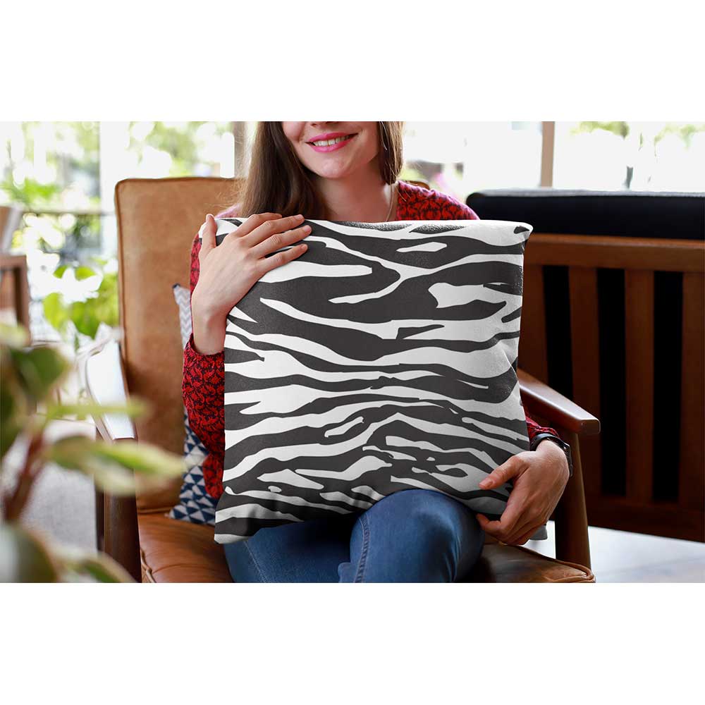 Outdoor Garden Waterproof Cushion - Zebra - Black And White 50 x 50 cm by Izabela Peters