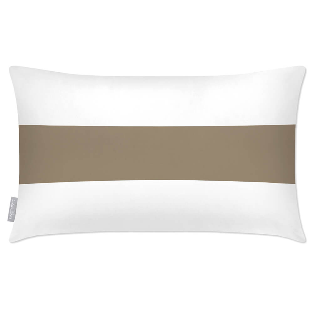 Outdoor Garden Waterproof Rectangle Cushion - 1 Stripe Horizontal  Izabela Peters Taupe 50 x 30 cm 