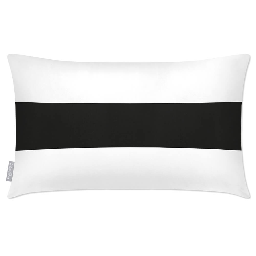 Outdoor Garden Waterproof Rectangle Cushion - 1 Stripe Horizontal - Charcoal 50 x 30 cm by Izabela Peters