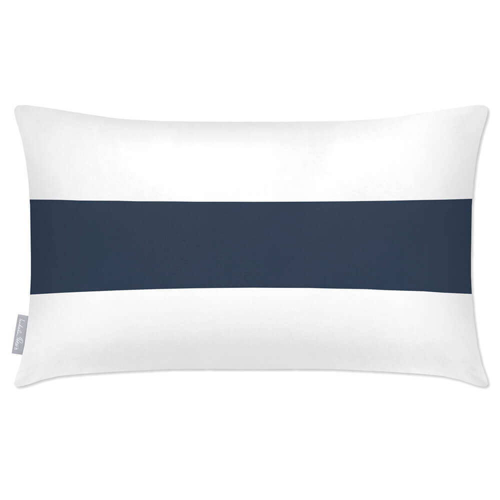 Outdoor Garden Waterproof Rectangle Cushion - 1 Stripe Horizontal - Petrol Blue 50 x 30 cm by Izabela Peters