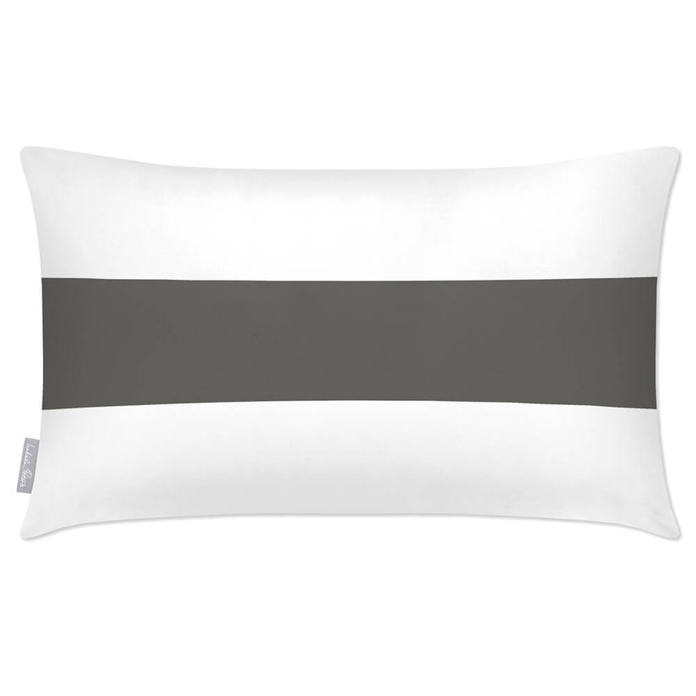 Outdoor Garden Waterproof Rectangle Cushion - 1 Stripe Horizontal - Beluga 50 x 30 cm by Izabela Peters
