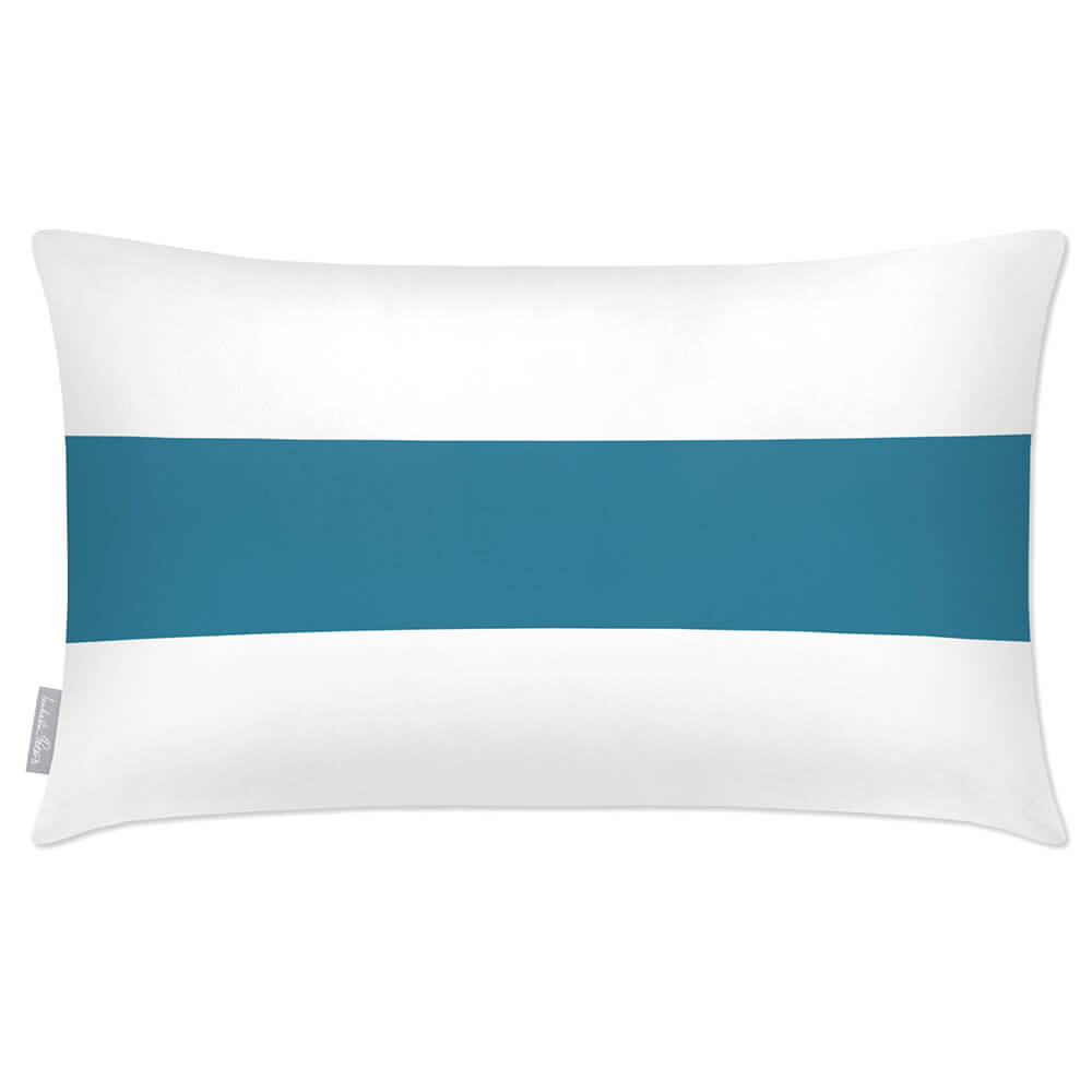 Outdoor Garden Waterproof Rectangle Cushion - 1 Stripe Horizontal - Prussian Blue 50 x 30 cm by Izabela Peters