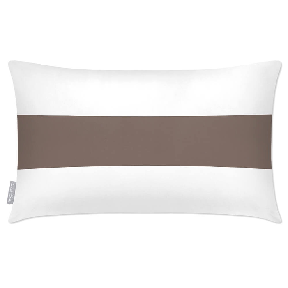 Outdoor Garden Waterproof Rectangle Cushion - 1 Stripe Horizontal - Dovedale Stone 50 x 30 cm by Izabela Peters