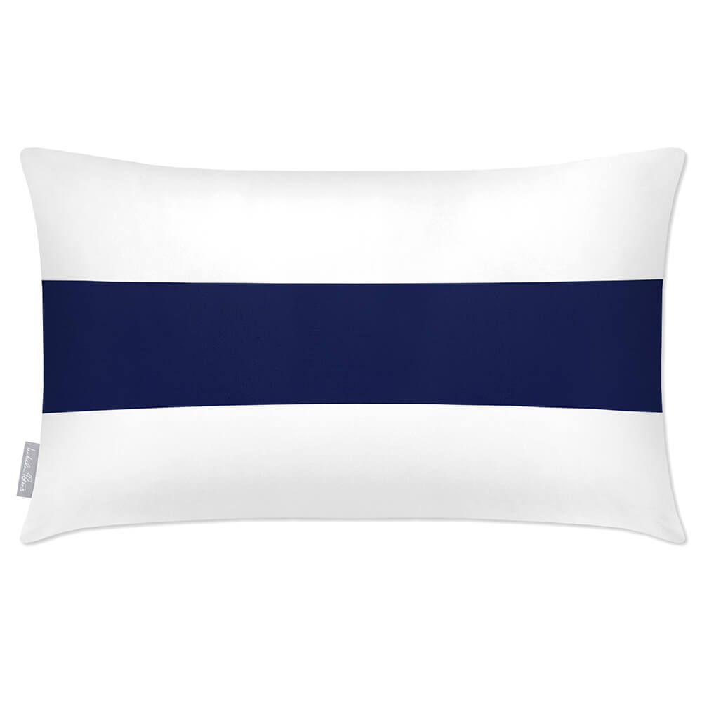 Outdoor Garden Waterproof Rectangle Cushion - 1 Stripe Horizontal - Midnight 50 x 30 cm by Izabela Peters