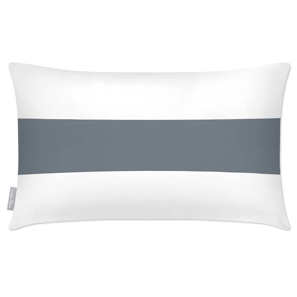 Outdoor Garden Waterproof Rectangle Cushion - 1 Stripe Horizontal - French Grey 50 x 30 cm by Izabela Peters
