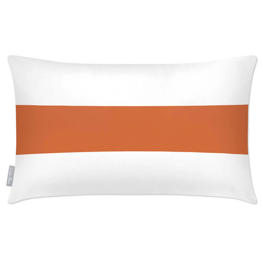 Outdoor Garden Waterproof Rectangle Cushion - 1 Stripe Horizontal - Burnt Orange 50 x 30 cm by Izabela Peters