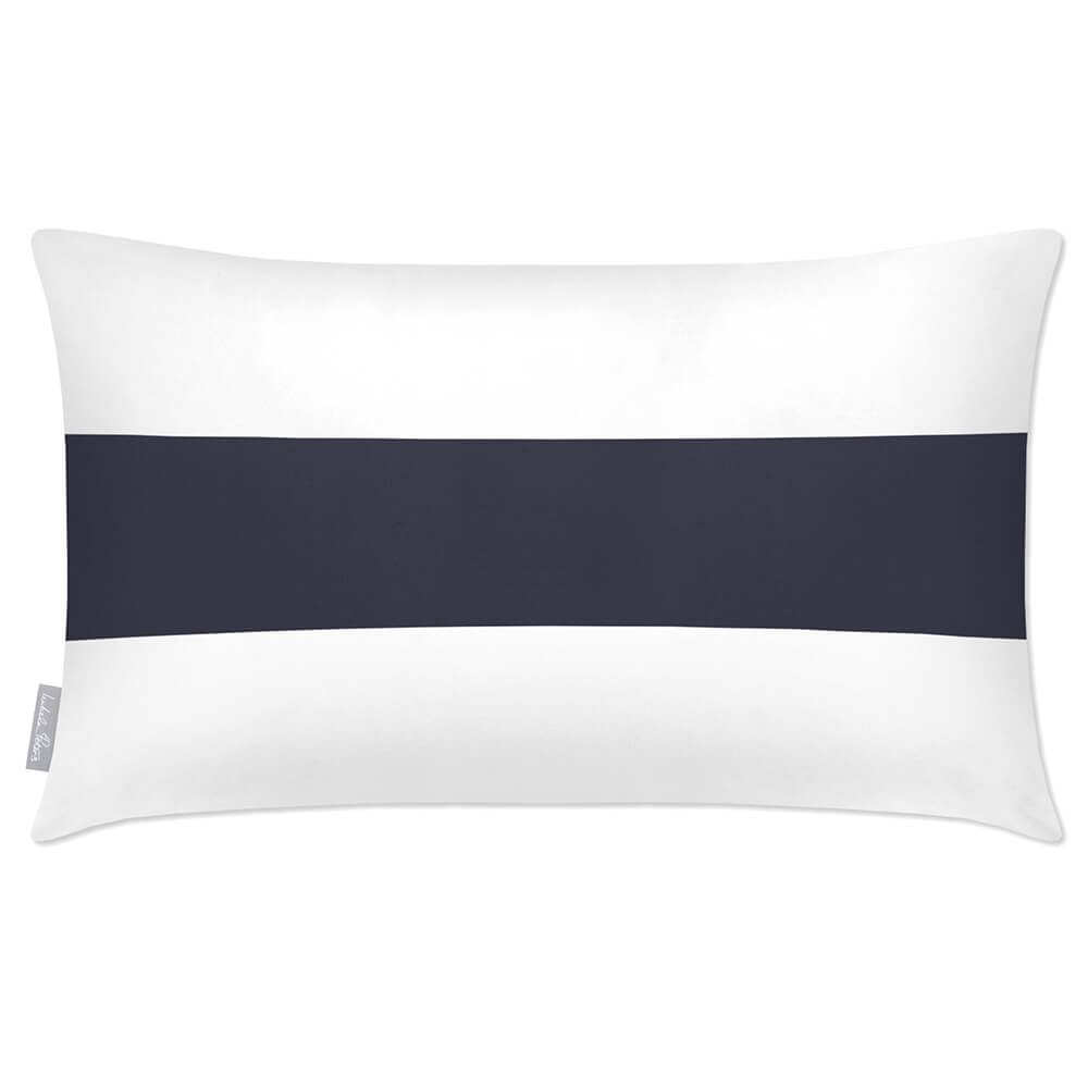 Outdoor Garden Waterproof Rectangle Cushion - 1 Stripe Horizontal - Graphite 50 x 30 cm by Izabela Peters