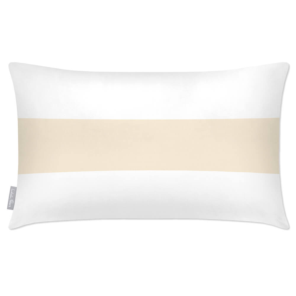 Outdoor Garden Waterproof Rectangle Cushion - 1 Stripe Horizontal - Ivory Cream 50 x 30 cm by Izabela Peters