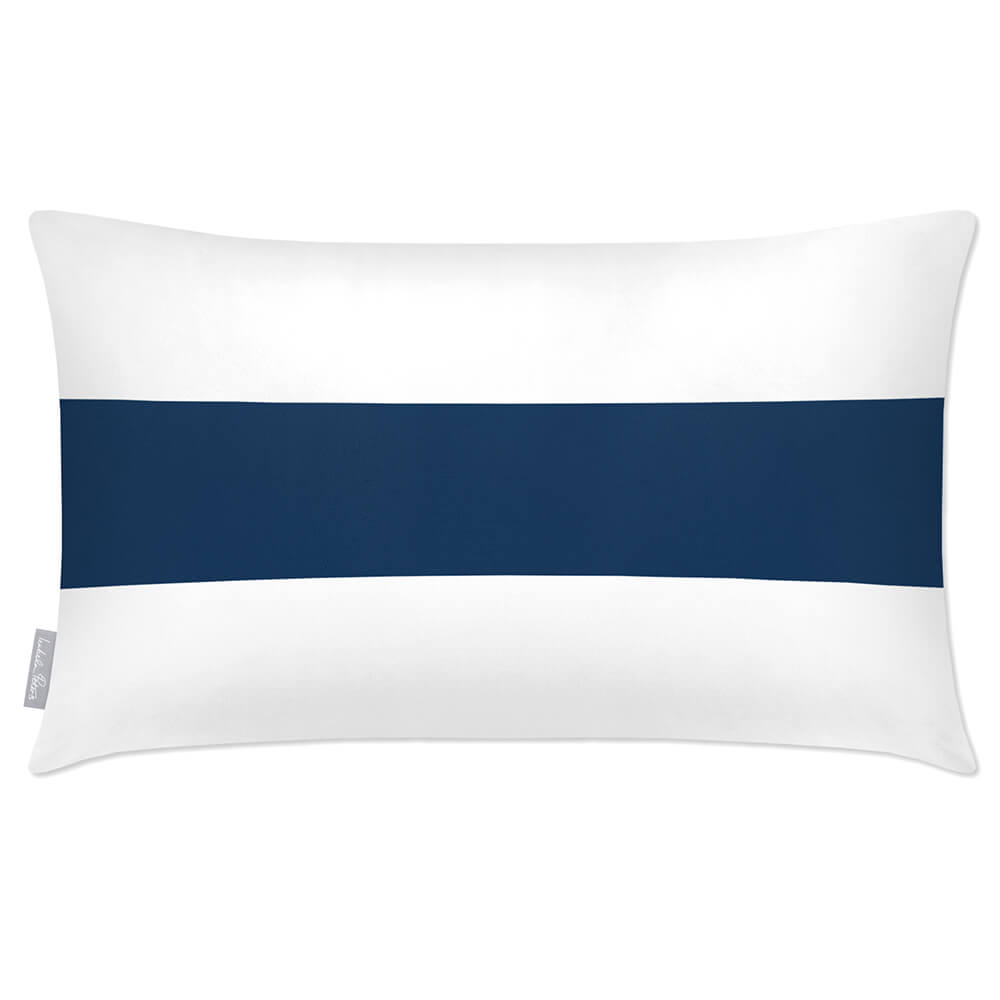 Outdoor Garden Waterproof Rectangle Cushion - 1 Stripe Horizontal - Estate Blue 50 x 30 cm by Izabela Peters