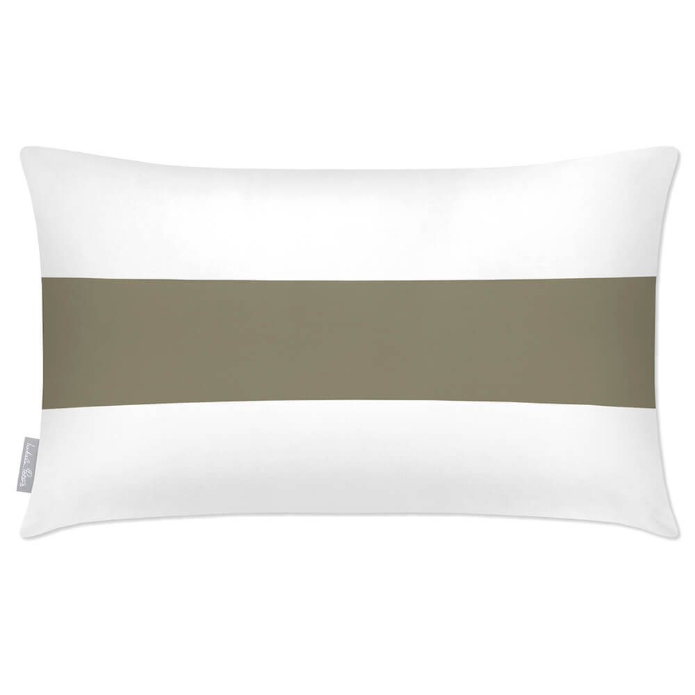 Outdoor Garden Waterproof Rectangle Cushion - 1 Stripe Horizontal in Martini Olive 50 x 30 cm | Izabela Peters