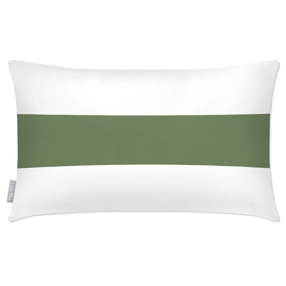 Outdoor Garden Waterproof Rectangle Cushion - 1 Stripe Horizontal - Sage 50 x 30 cm by Izabela Peters