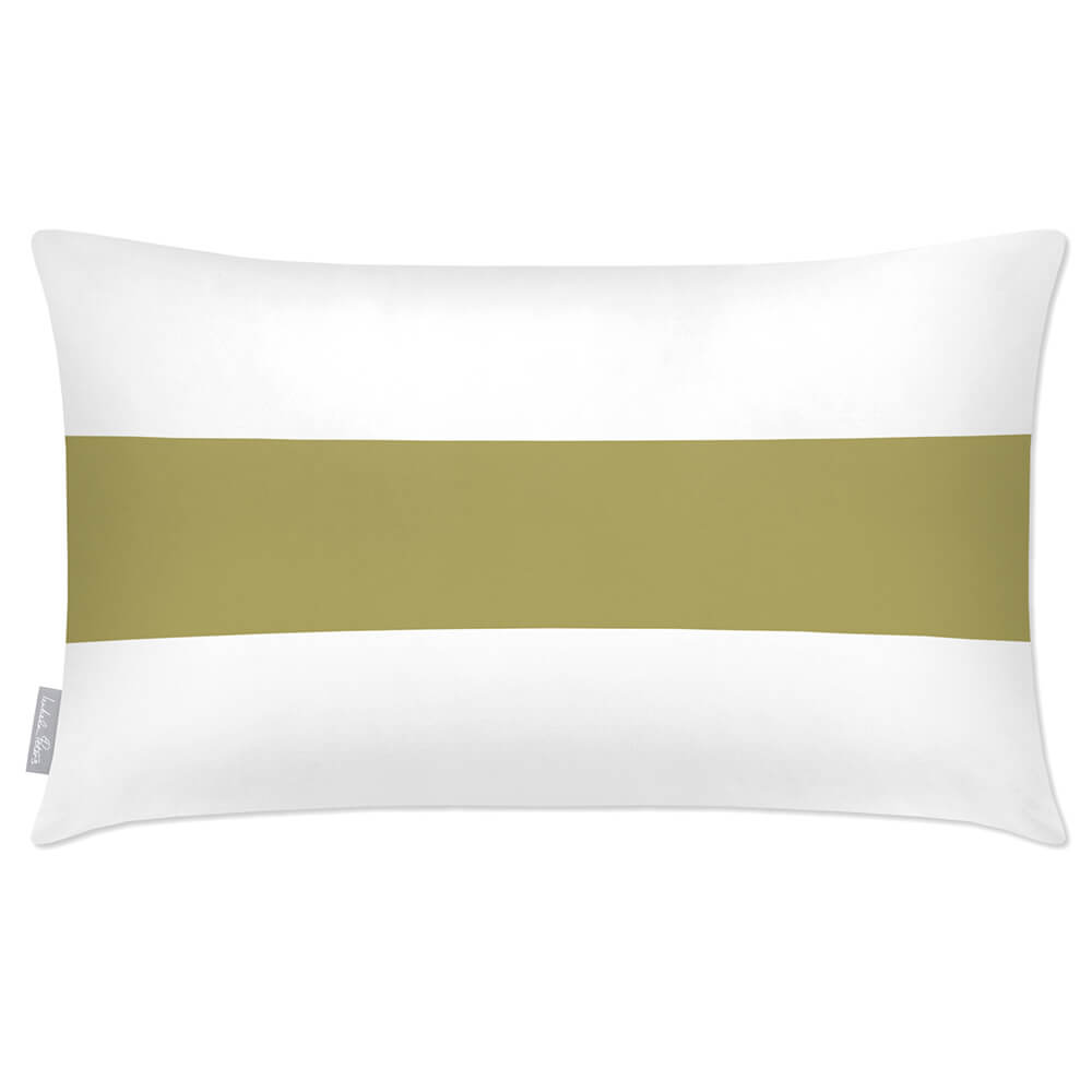 Outdoor Garden Waterproof Rectangle Cushion - 1 Stripe Horizontal - Golden Lime 50 x 30 cm by Izabela Peters