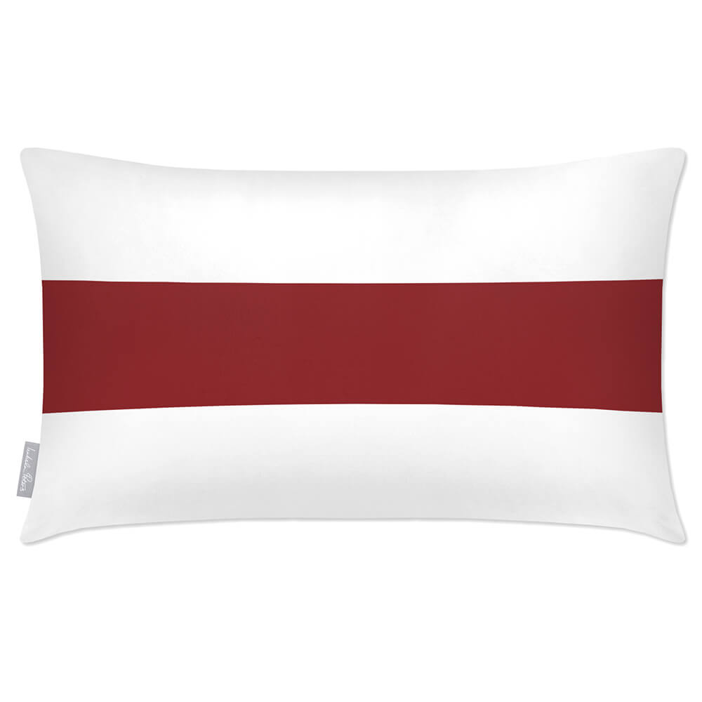 Outdoor Garden Waterproof Rectangle Cushion - 1 Stripe Horizontal - Raspberry Red 50 x 30 cm by Izabela Peters