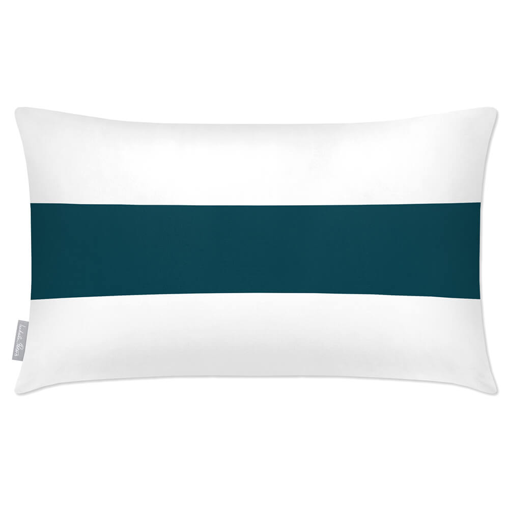 Outdoor Garden Waterproof Rectangle Cushion - 1 Stripe Horizontal - Teal 50 x 30 cm by Izabela Peters