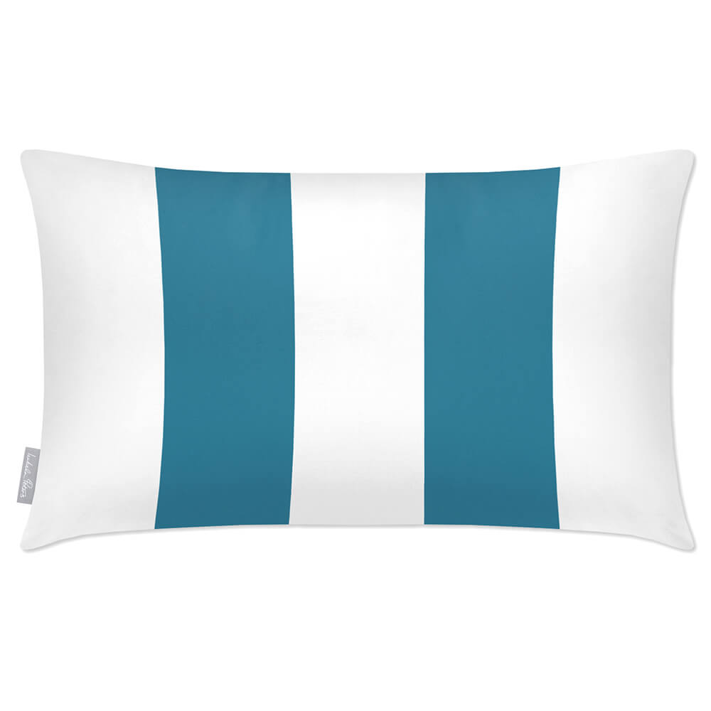 Outdoor Garden Waterproof Rectangle Cushion - 2 Stripes - Prussian Blue 50 x 30 cm by Izabela Peters