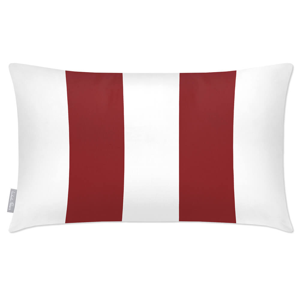 Outdoor Garden Waterproof Rectangle Cushion - 2 Stripes - Raspberry Red 50 x 30 cm by Izabela Peters