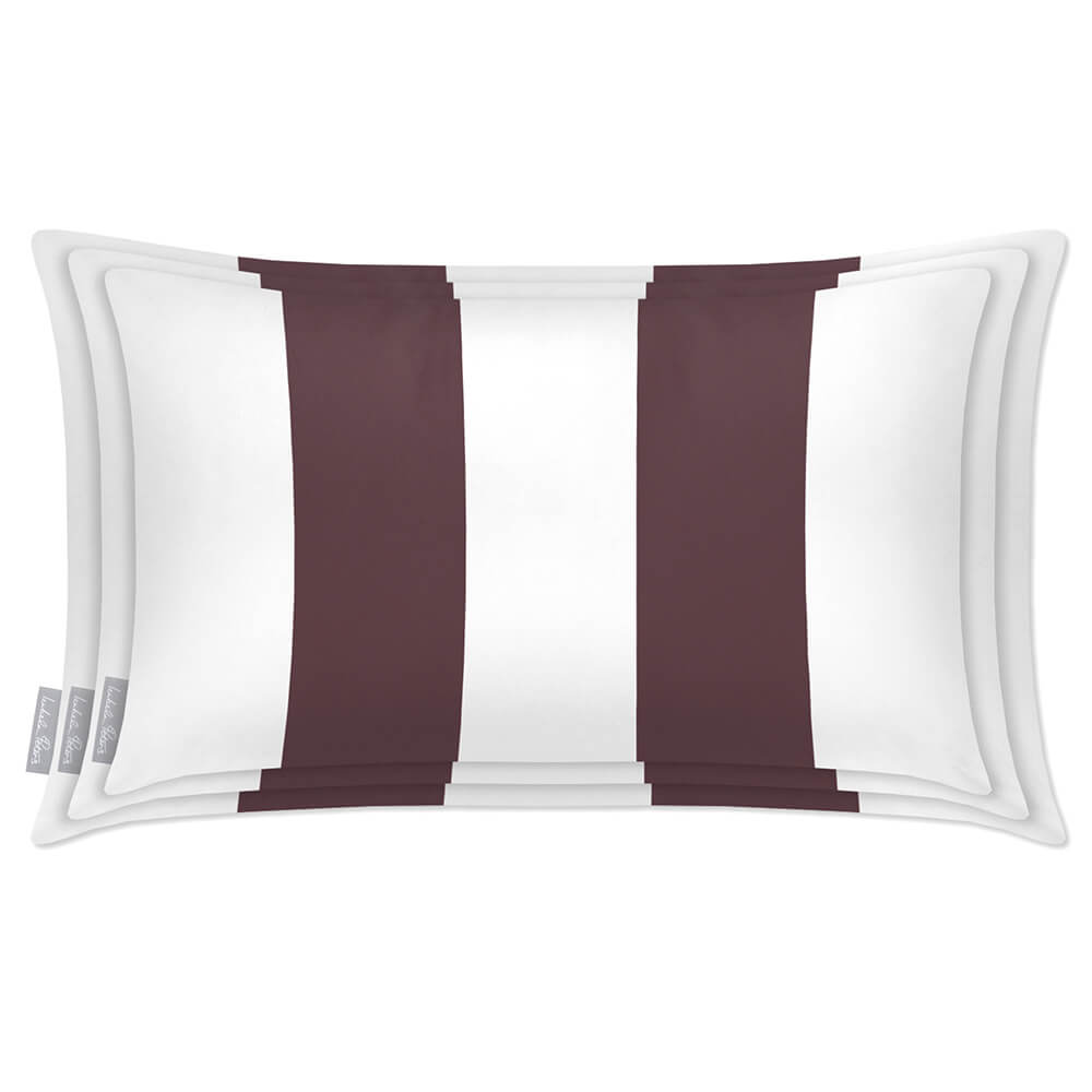 Outdoor Garden Waterproof Rectangle Cushion - 2 Stripes in Italian Grape 50 x 30 cm | Izabela Peters